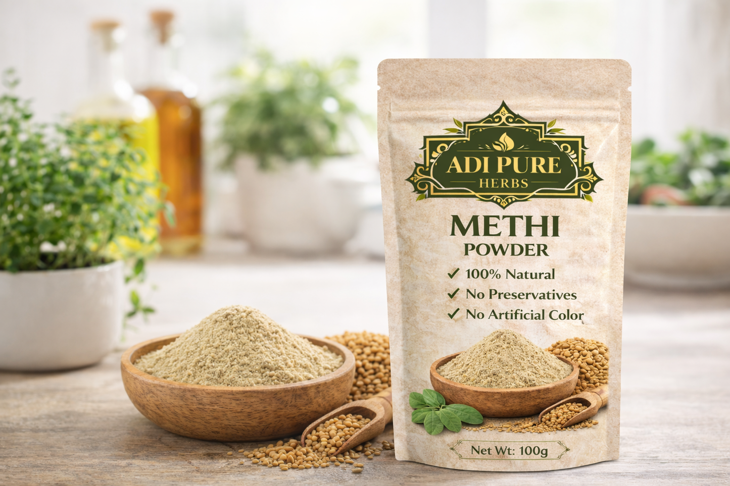 Adi Pure Herbs Methi Powder for Hair & Skin | 100% Pure Fenugreek Powder | Chemical Free | Hair Mask Use | 200g  Option 2 (High Conversion Title)
