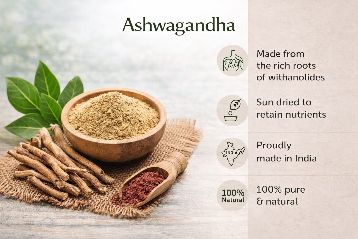 Ashwagandha Powder for Strength & Daily Wellness – 100% Natural – Adi Pure Herbs – 200g