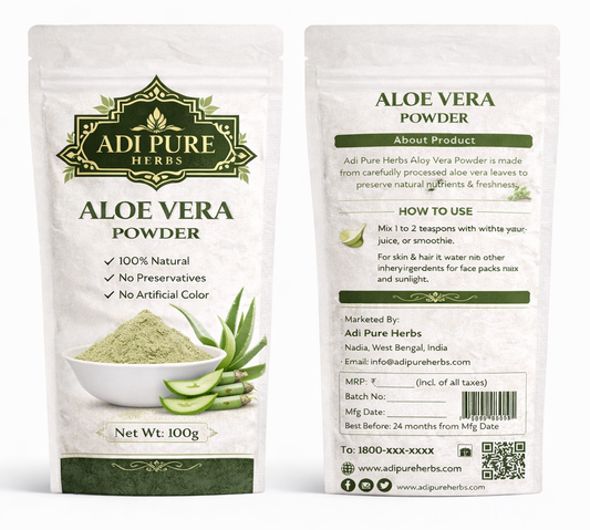 Aloe Vera Powder for Face & Hair Growth – 100% Natural & Chemical Free – Adi Pure Herbs – 200g