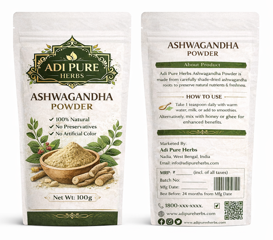 Ashwagandha Powder for Strength & Daily Wellness – 100% Natural – Adi Pure Herbs – 200g