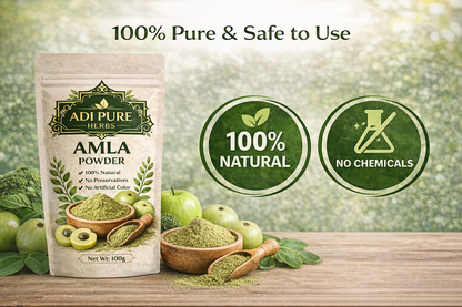 Adi Pure Herbs Amla Powder | 100% Natural & Sun-Dried | Rich in Vitamin C | Skin, Hair & Immunity Support | 100g