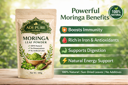 Adi Pure Herbs Moringa Powder | 100% Natural & Sun-Dried | Immunity & Energy Support | 100g