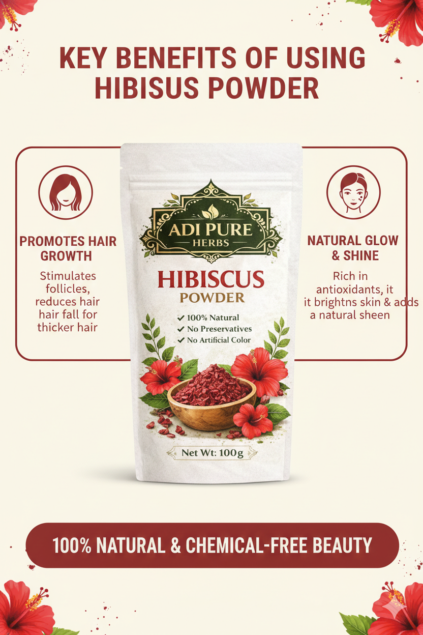 Adi Pure Herbs Hibiscus Flower Powder | Pure Herbal Hair Care Powder | 200g