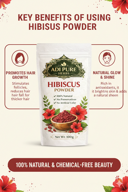 Adi Pure Herbs Hibiscus Flower Powder | Pure Herbal Hair Care Powder | 200g