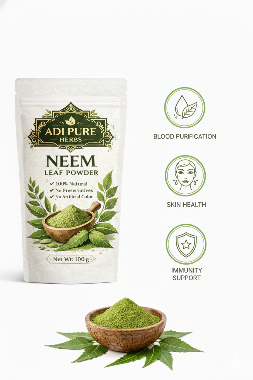 Adi Pure Herbs Neem Powder for Skin & Hair | 100% Pure & Natural | Chemical Free | Face Pack & Hair Mask Use | 200g
