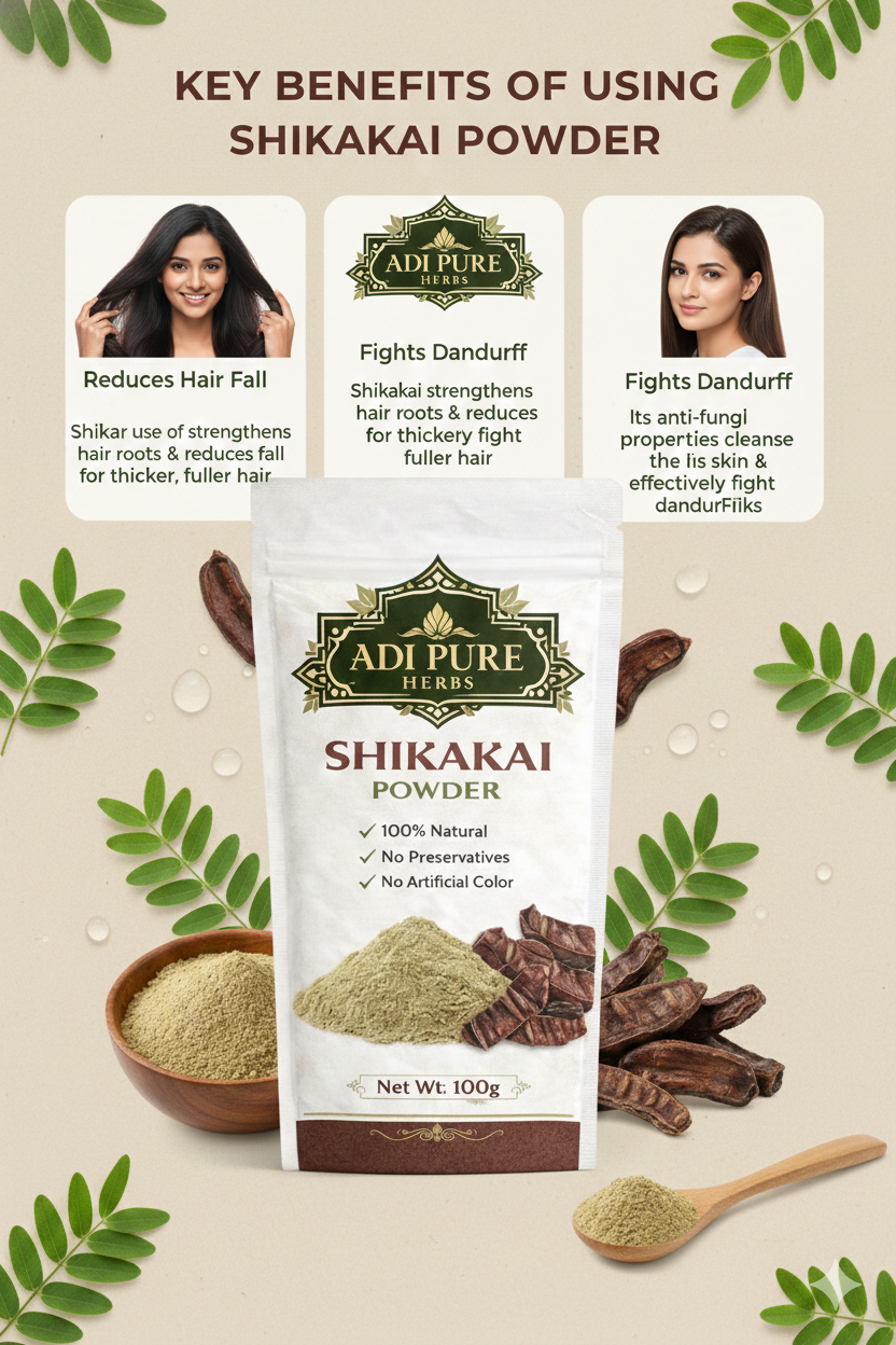 Adi Pure Herbs Shikakai Fruit Powder | Pure Herbal Hair Care Powder | 200g
