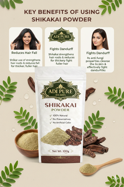 Adi Pure Herbs Shikakai Fruit Powder | Pure Herbal Hair Care Powder | 200g