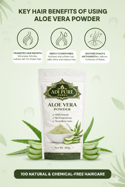 Aloe Vera Powder for Face & Hair Growth – 100% Natural & Chemical Free – Adi Pure Herbs – 200g