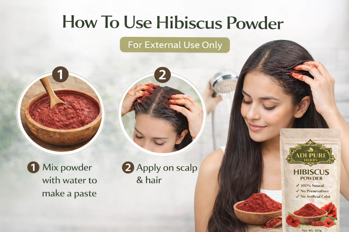 Adi Pure Herbs Hibiscus Flower Powder | Pure Herbal Hair Care Powder | 200g