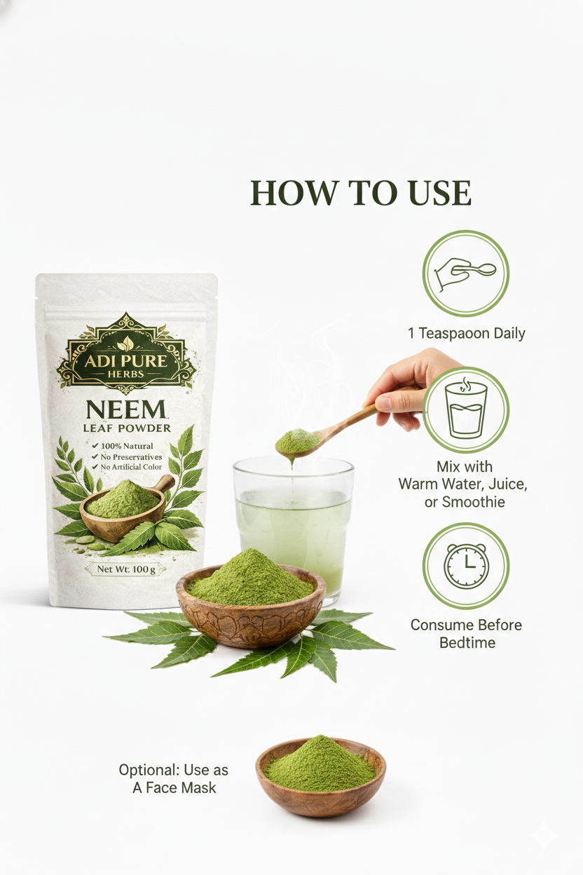 Adi Pure Herbs Neem Powder for Skin & Hair | 100% Pure & Natural | Chemical Free | Face Pack & Hair Mask Use | 200g