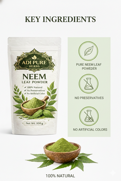 Adi Pure Herbs Neem Powder for Skin & Hair | 100% Pure & Natural | Chemical Free | Face Pack & Hair Mask Use | 200g