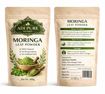 Adi Pure Herbs Moringa Powder | 100% Natural & Sun-Dried | Immunity & Energy Support | 100g