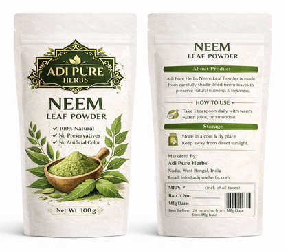 Adi Pure Herbs Neem Powder for Skin & Hair | 100% Pure & Natural | Chemical Free | Face Pack & Hair Mask Use | 200g