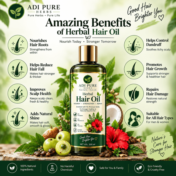 Adi Pure Herbs Herbal Hair Oil - Amla, Bhringraj & Rosemary | 100 ml