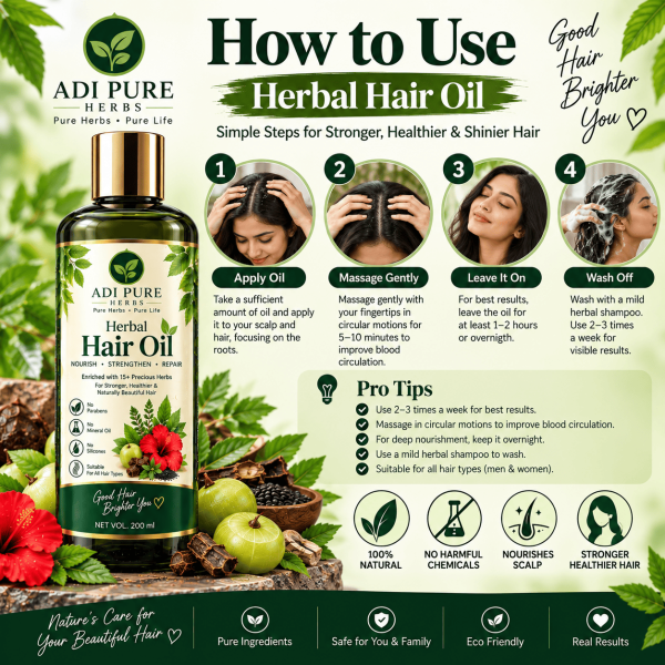 Adi Pure Herbs Herbal Hair Oil - Amla, Bhringraj & Rosemary | 100 ml